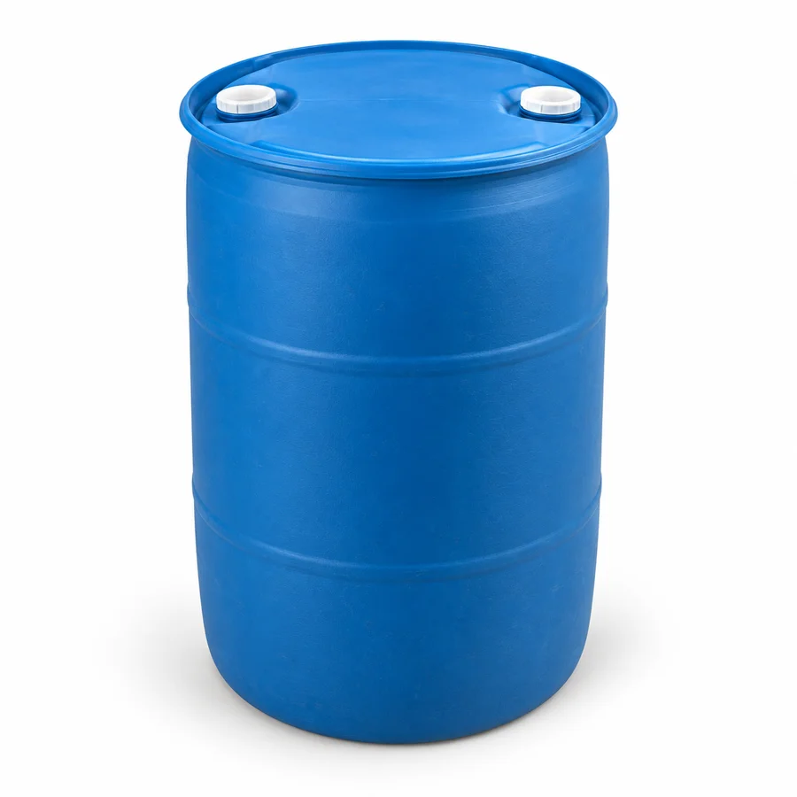 30-Gallon Blue Poly Barrel, representative product photo